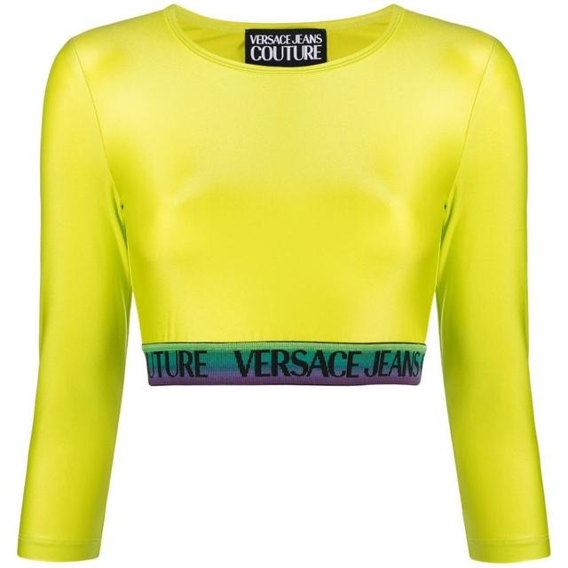 Trumpinti marškinėliai moterims, Žalia, Long sleeve crop top