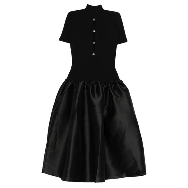 Midi suknelė moterims, Juoda, Knit taffeta midi dress