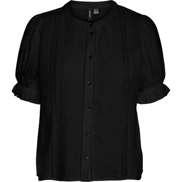 Marškiniai trump. rankovėmis moterims, Juoda, Natali lace short top