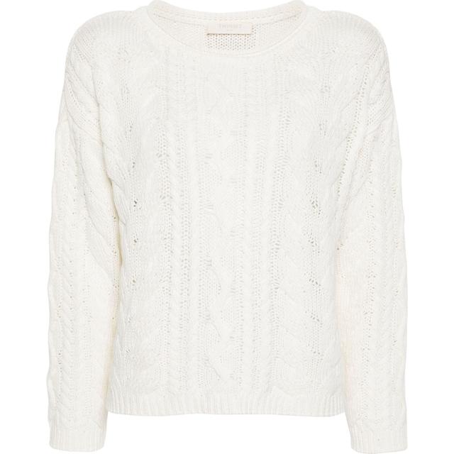 Megztinis moterims, Mėlyna, Logo-patch cable-knit sweater