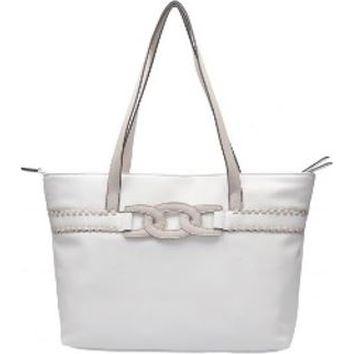 Pirkinių krepšys moterims, Balta, Mona tote bag