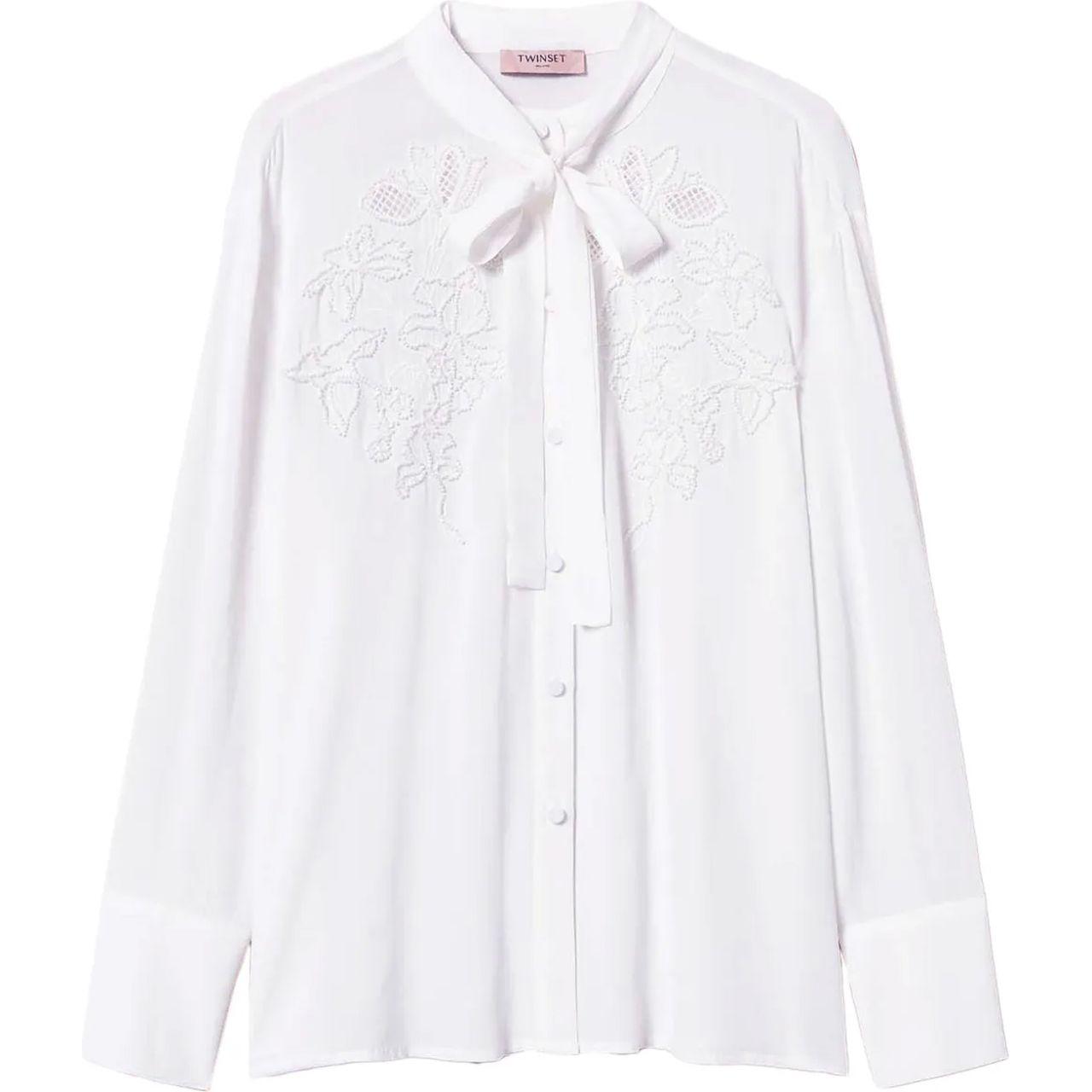 Marškiniai ilgomis rankovėmis moterims, Balta, Embroidered georgette blouse