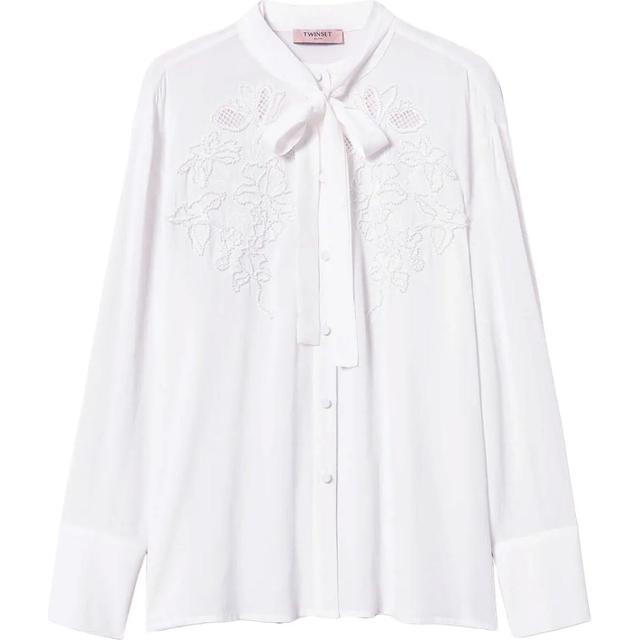 Marškiniai ilgomis rankovėmis moterims, Balta, Embroidered georgette blouse