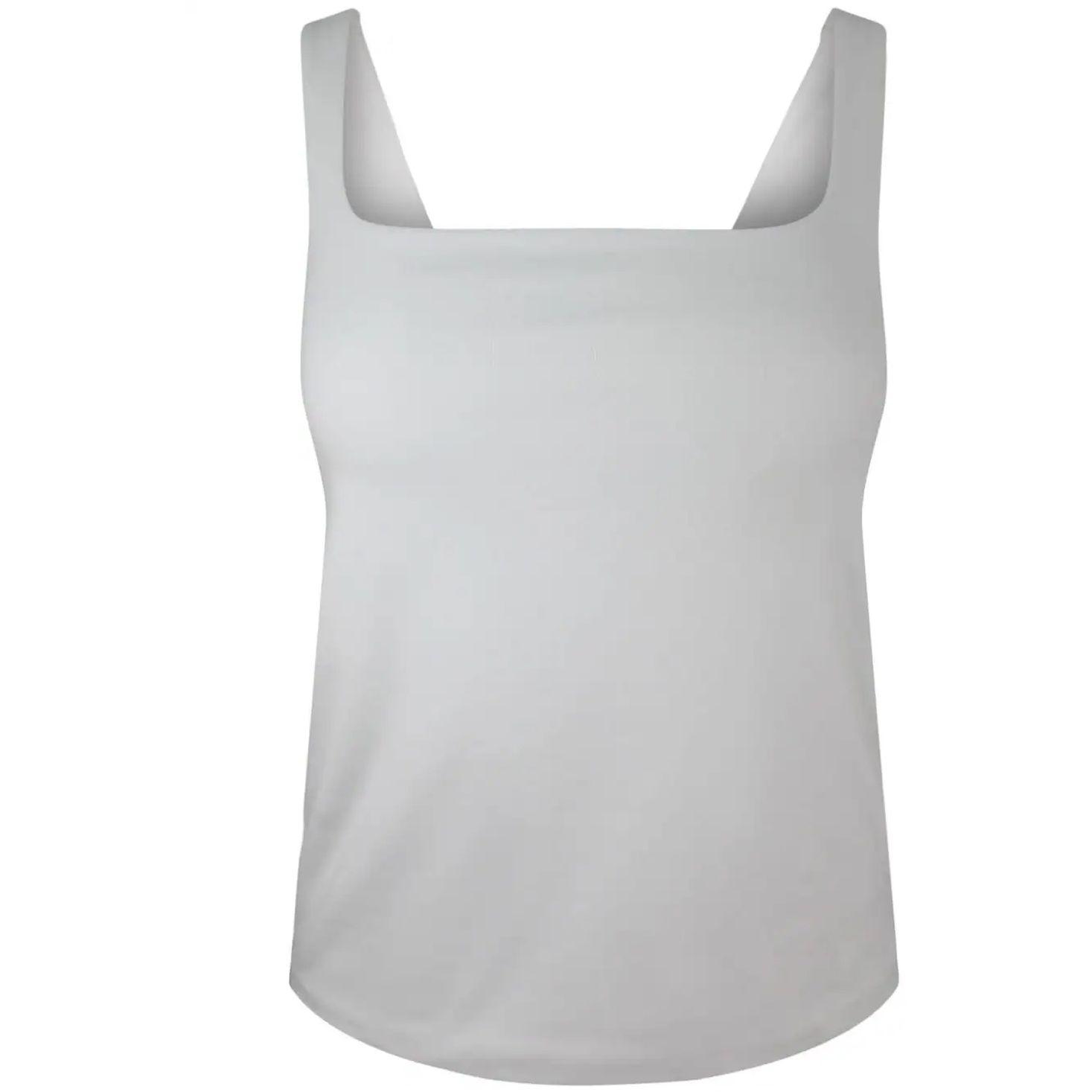 Marškiniai be rankovių moterims, Balta, Square neck tank top