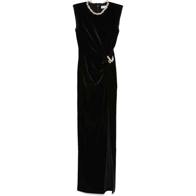 Maxi suknelė moterims, Juoda, Embellished velvet maxi dress