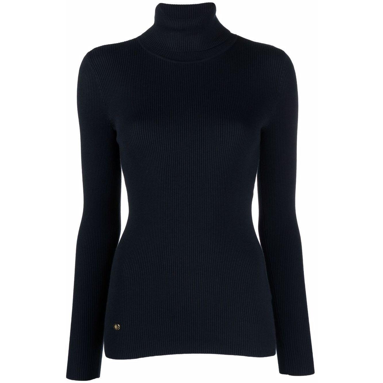 Megztinis su kaklu moterims, Mėlyna, Amanda long sleeve sweater
