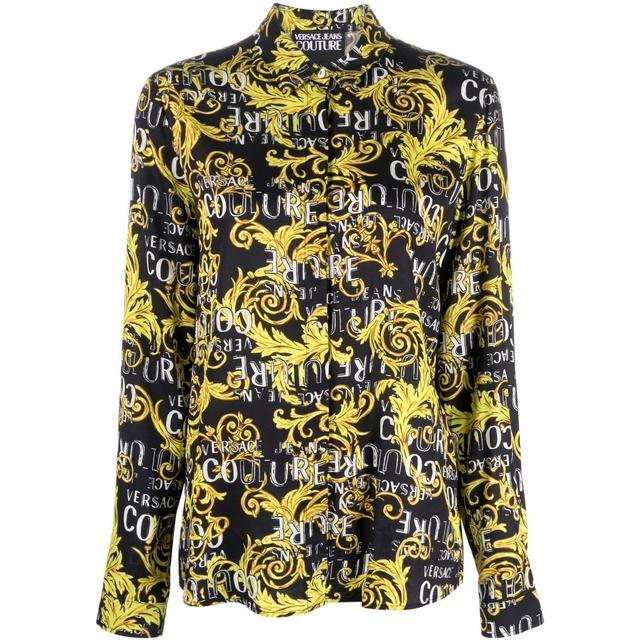 Marškiniai ilgomis rankovėmis moterims, Juoda, Logo couture shirts