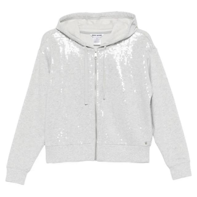 Sportinis nertinis moterims, Pilka, Sequins zip front sweatshirt