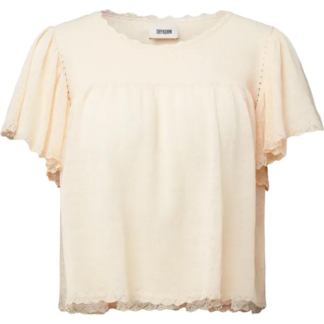 Marškinėliai trump. rankovėmis moterims, Balta, Knitted blouse