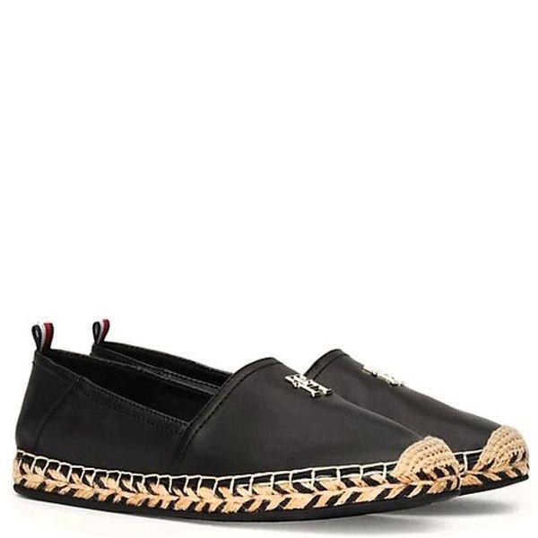 Espadrilės moterims, Juoda, Flat espadrille