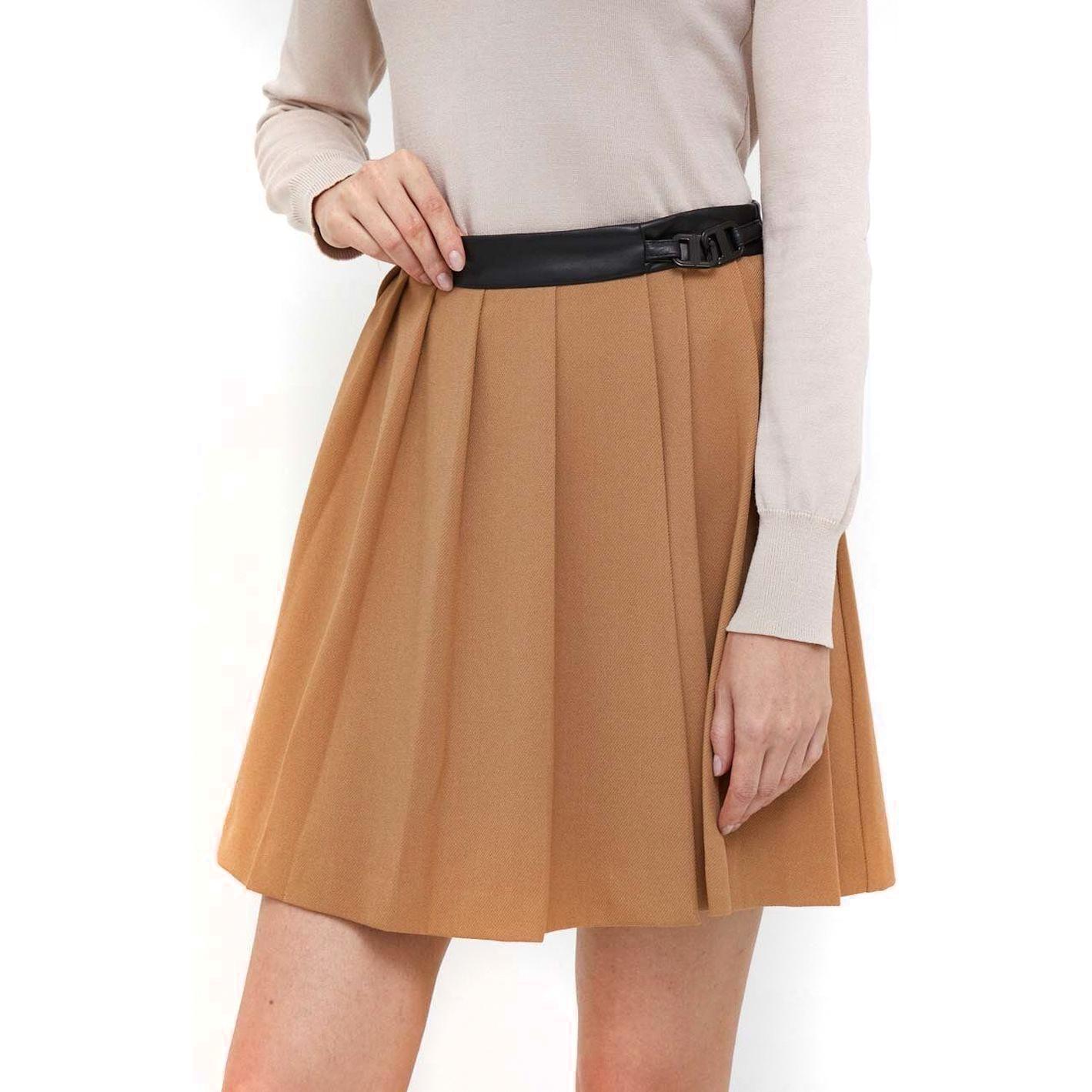 Mini sijonas moterims, Ruda, Pleated mini skirt