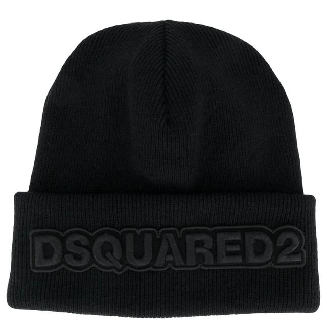 Skrybėlė vyrams, Juoda, Dsquared2 logo knit beanie