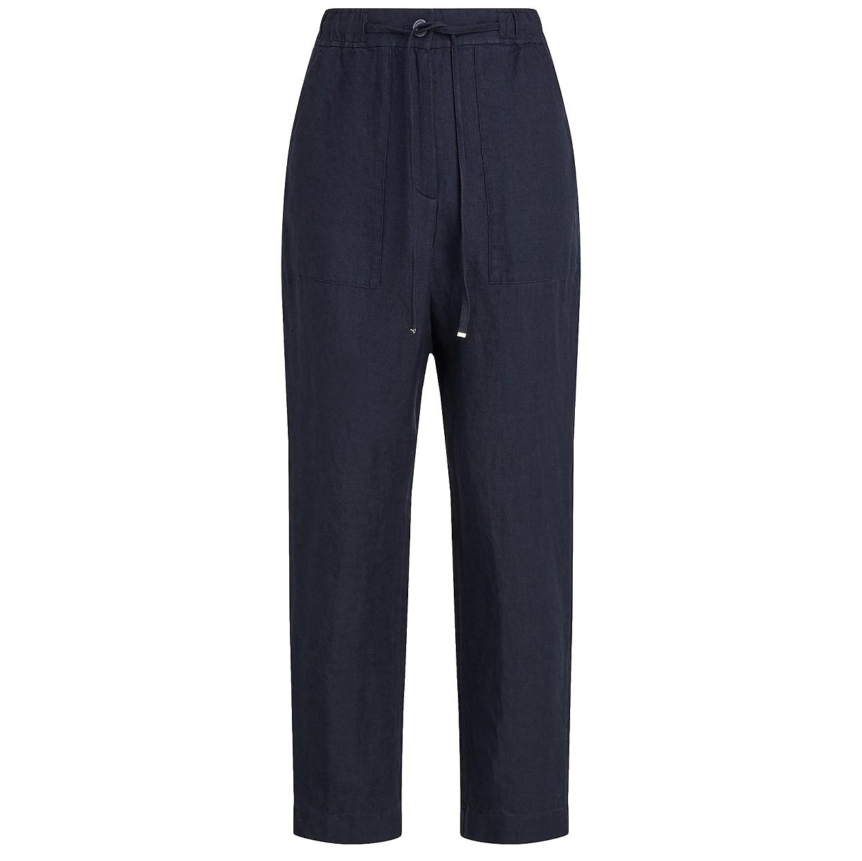 Laisvalaikio kelnės moterims, Mėlyna, Boyfit cas linen pull on pant