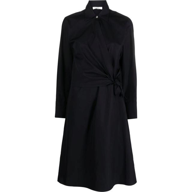 Midi suknelė moterims, Pilka, Long sleeve wrap shirt dress