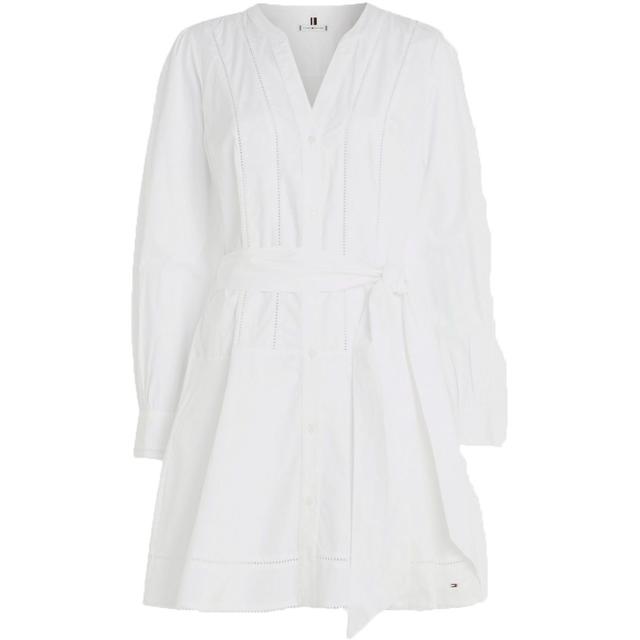 Mini suknelė moterims, Balta, Ladder lace short dress