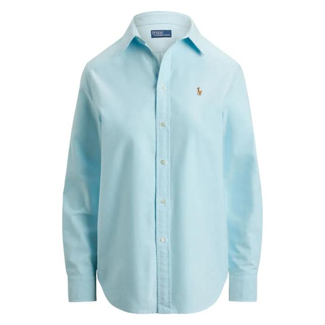 Marškiniai ilgomis rankovėmis moterims, Mėlyna, Long sleeve-button front shirt