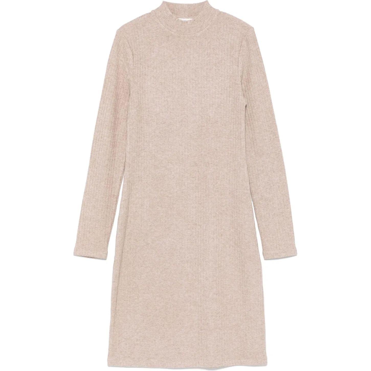 Mini suknelė moterims, Smėlio, Rib l/s short dress