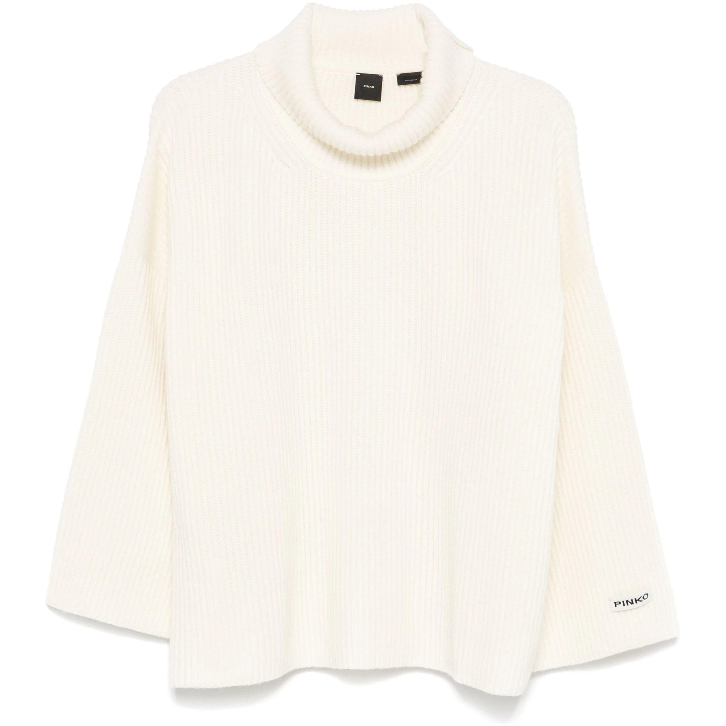 Megztinis su kaklu moterims, Balta, Turtleneck