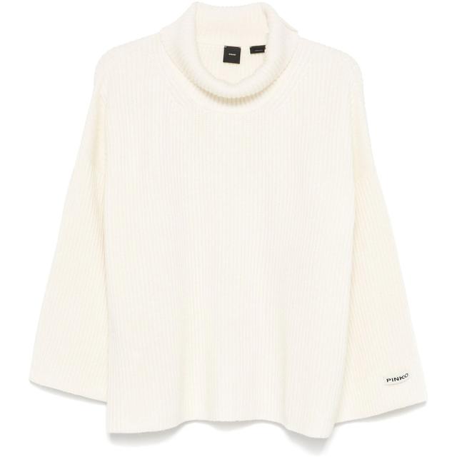 Megztinis su kaklu moterims, Balta, Turtleneck