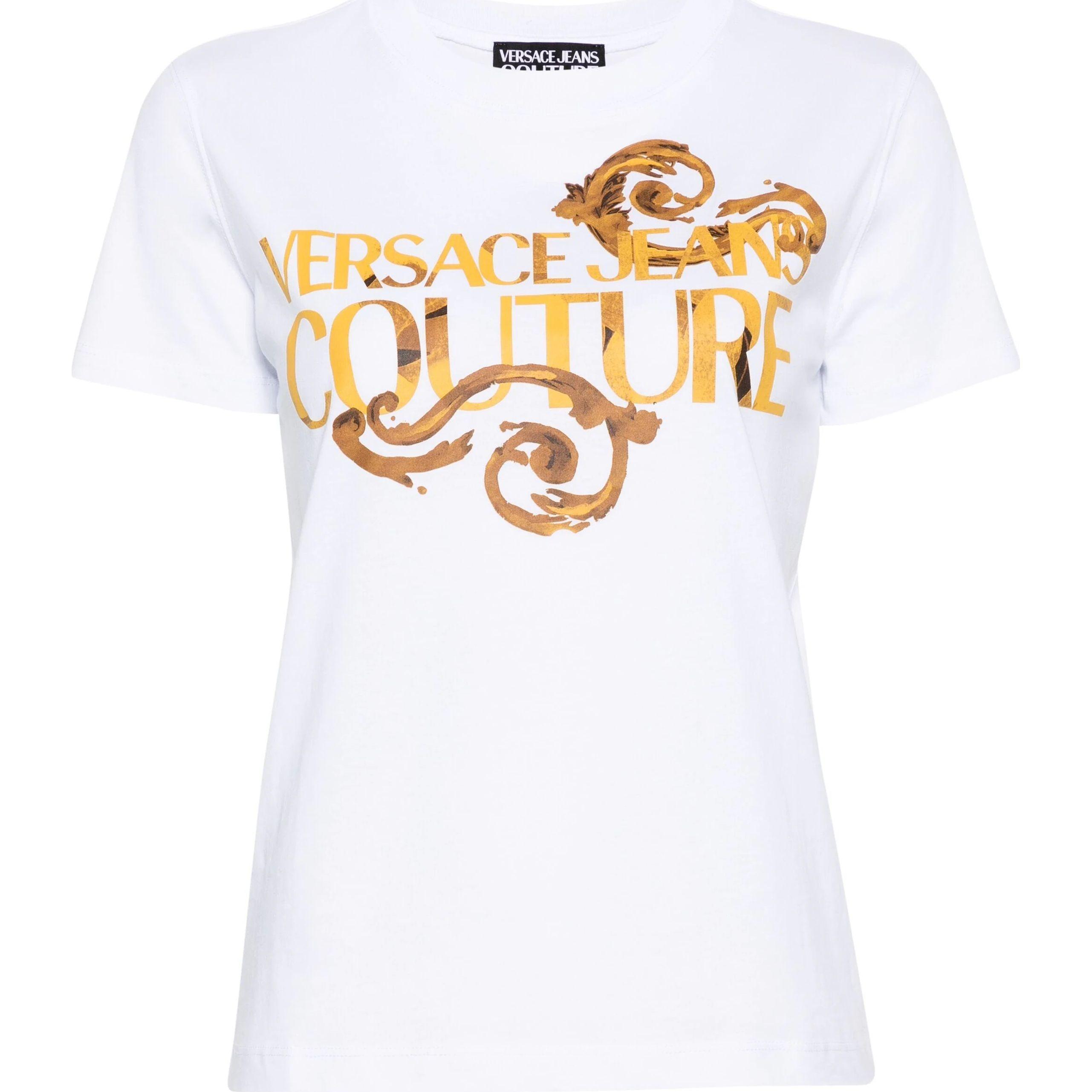 Marškinėliai trump. rankovėmis moterims, Balta, Logo-print cotton t-shirt