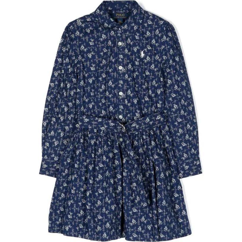 Midi suknelė mergaitėms, Mėlyna, Floral cotton shirtdress (2-6x