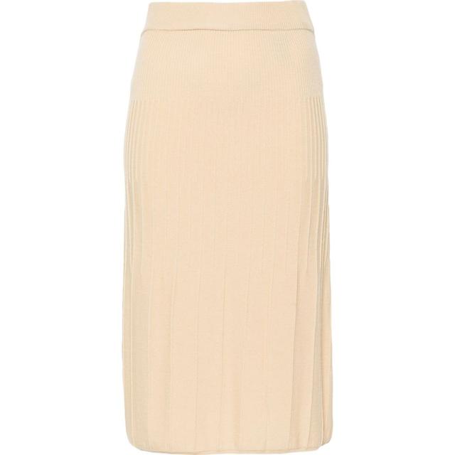 Midi sijonas moterims, Smėlio, Skirt fine rib merinos