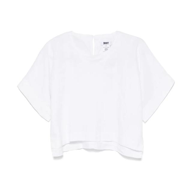 Trumpinti marškinėliai moterims, Balta, Drop shoulder croppe