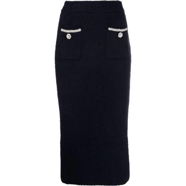 Midi sijonas moterims, Mėlyna, Navy soft knit midi skirt