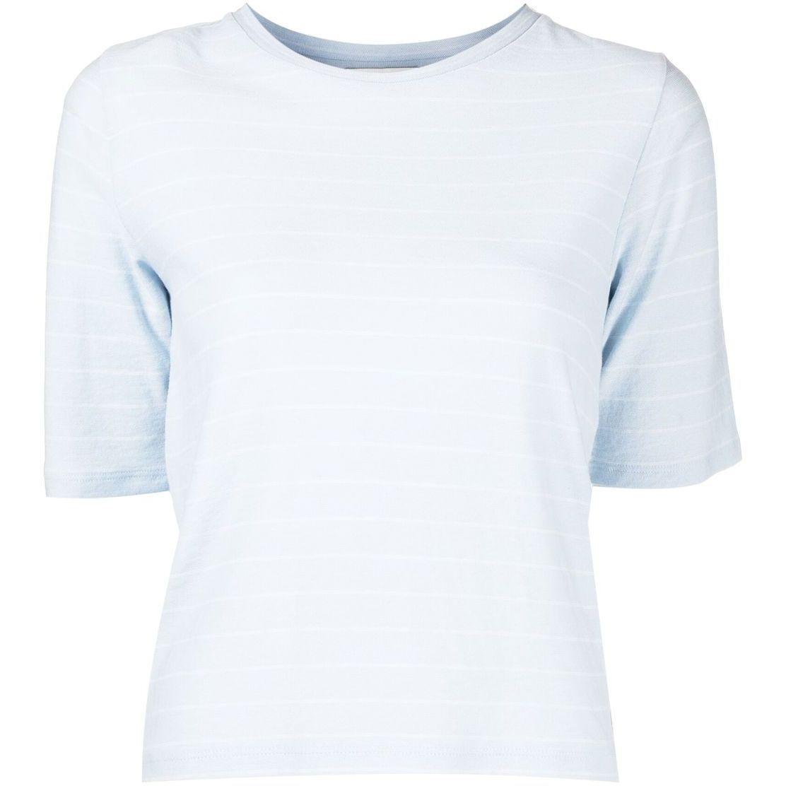 Marškinėliai trump. rankovėmis moterims, Mėlyna, Striped crew neck t-shirt