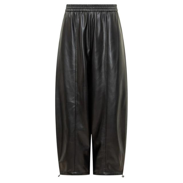 Odinės kelnės moterims, Juoda, Faux leather balloon trousers