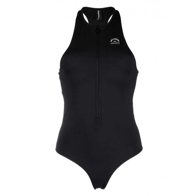 Maudymosi kostiumėlis moterims, Juoda, Sporty logo swimsuit