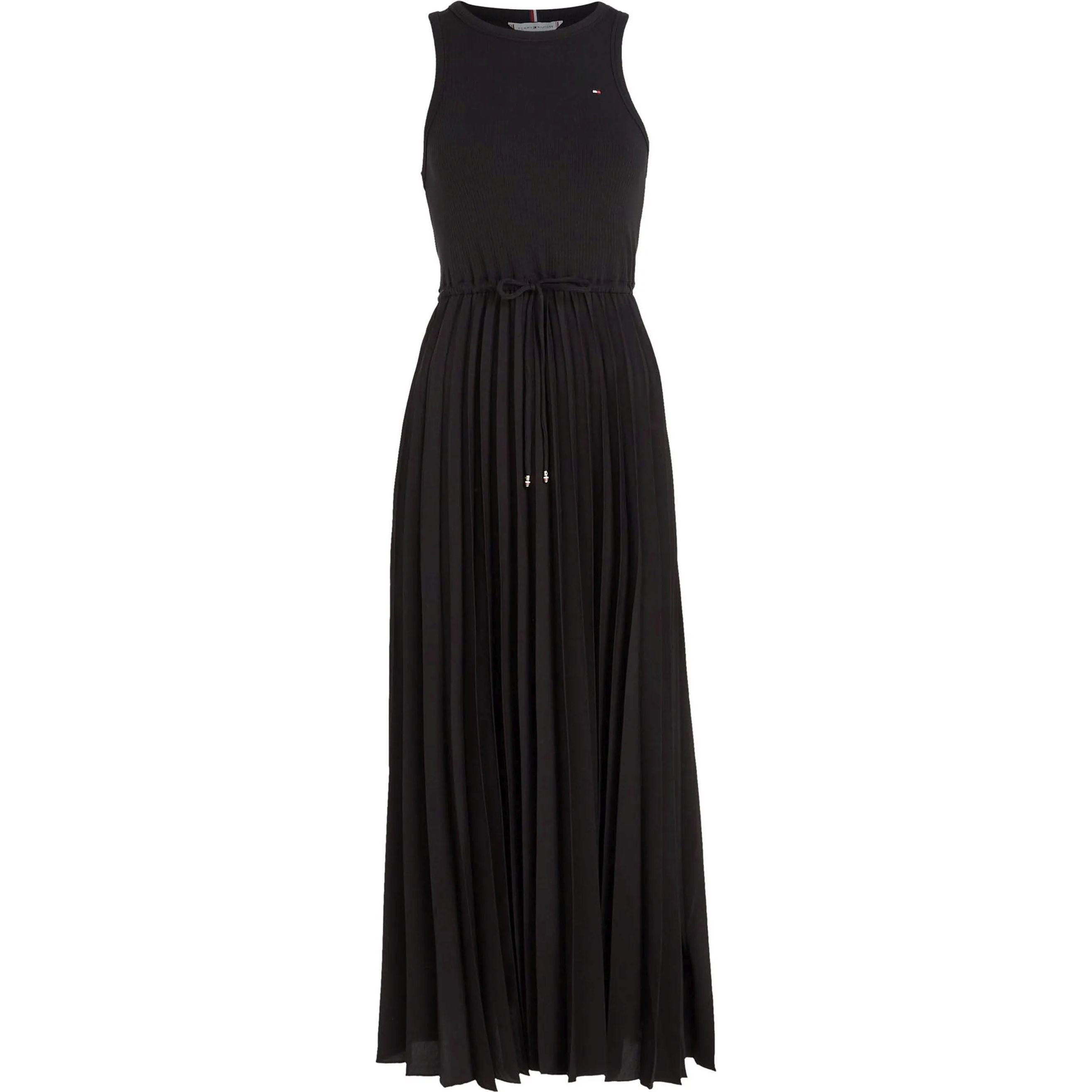 Midi suknelė moterims, Juoda, Rib tank pleated dress midi ns