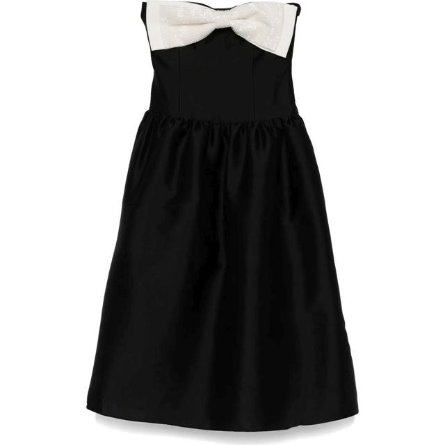 Midi suknelė moterims, Juoda, Taffeta contrast bow dress