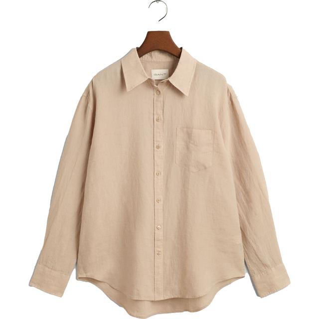 Marškiniai moterims, Smėlio, REL LINEN SHIRT