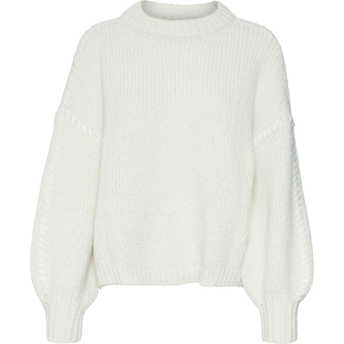 Megztinis moterims, Balta, Feng o-neck pullover boo