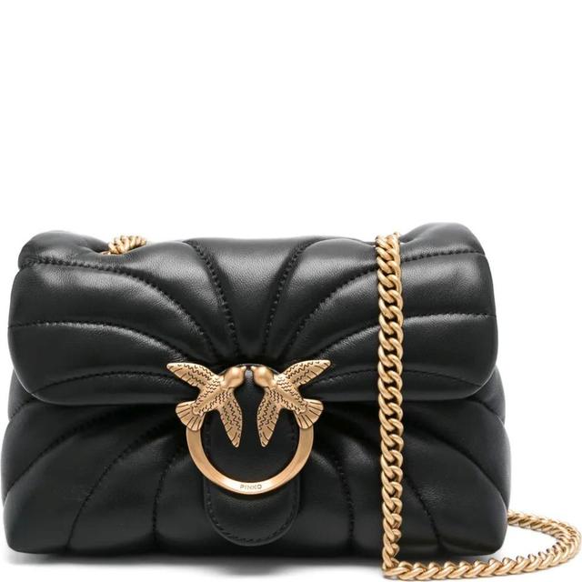 Rankinė per petį moterims, Juoda, Love puff crossbody bag