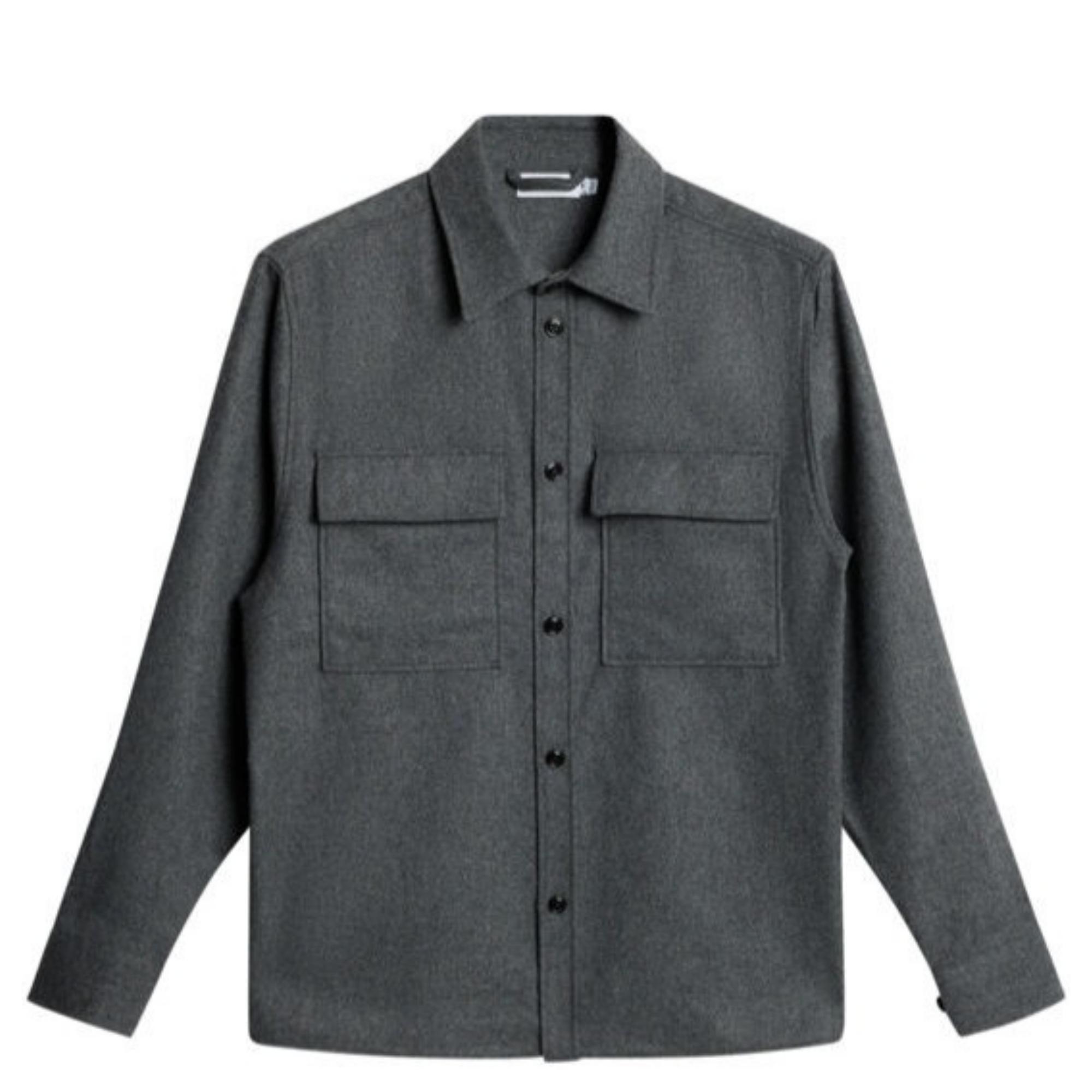 Marškiniai ilgomis rankovėmis vyrams, Pilka, Flat wool overshirt