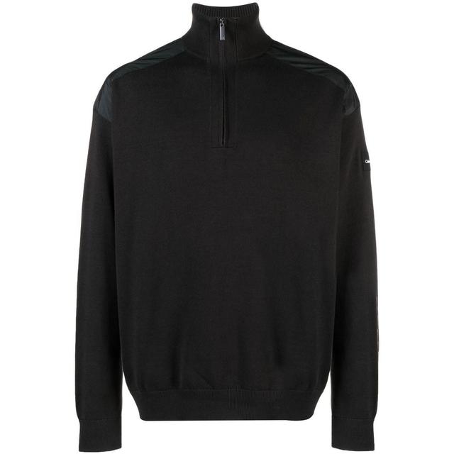 Megztinis vyrams, Juoda, Mix media quarter zip sweater