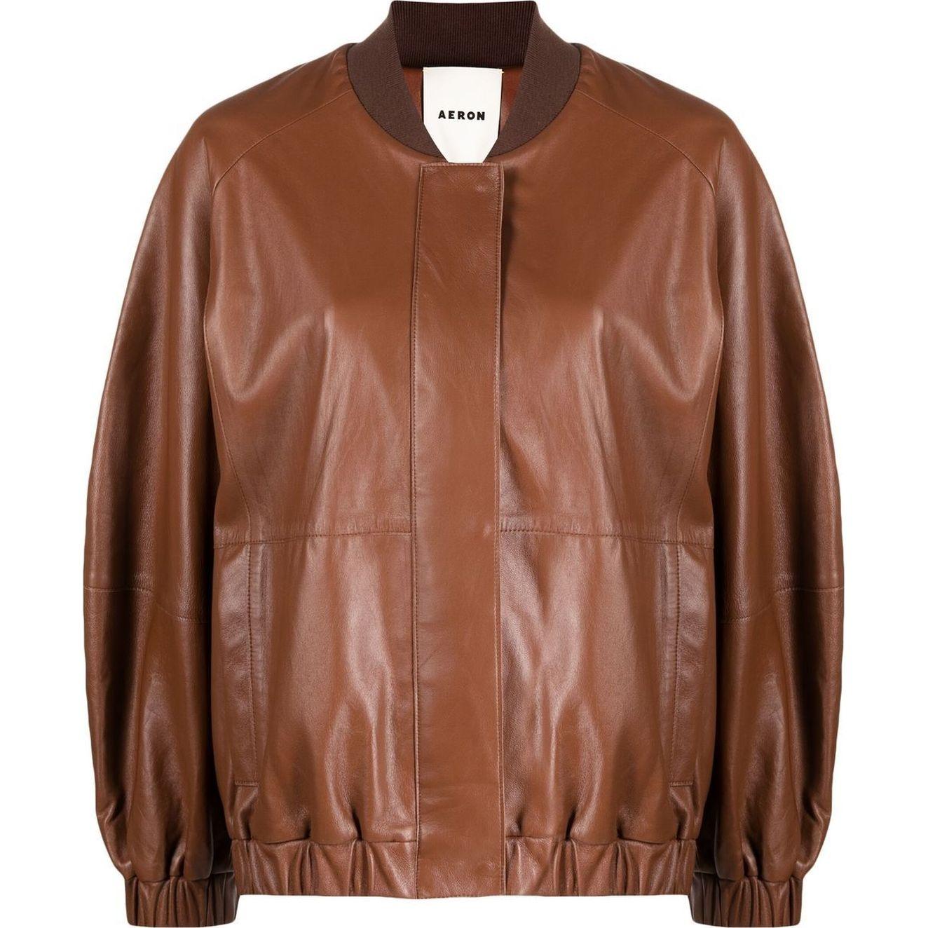 Bomberis moterims, Ruda, Leather bomber jacket