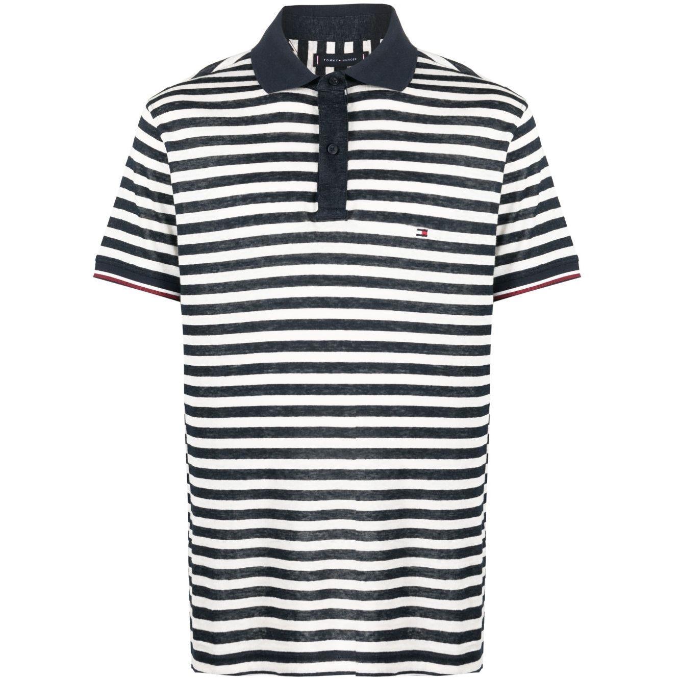 Polo marškiniai trumpos rank. vyrams, Mėlyna, Breton stripe linen polo