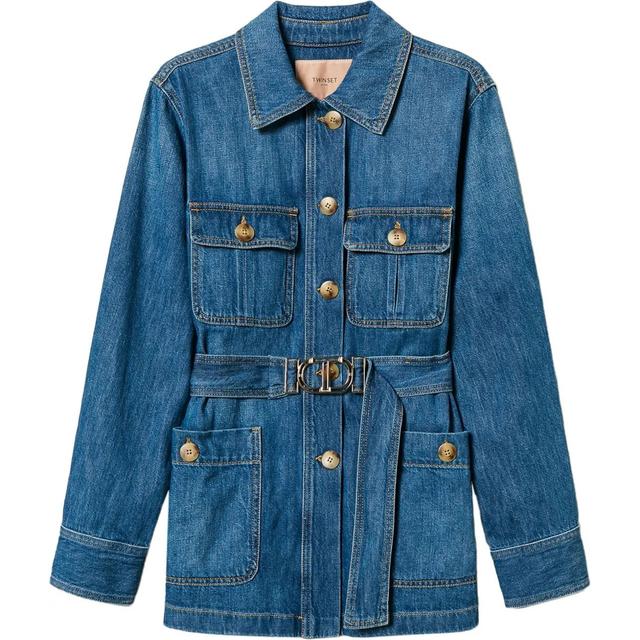 Džinsinis švarkas moterims, Mėlyna, Safari denim jacket