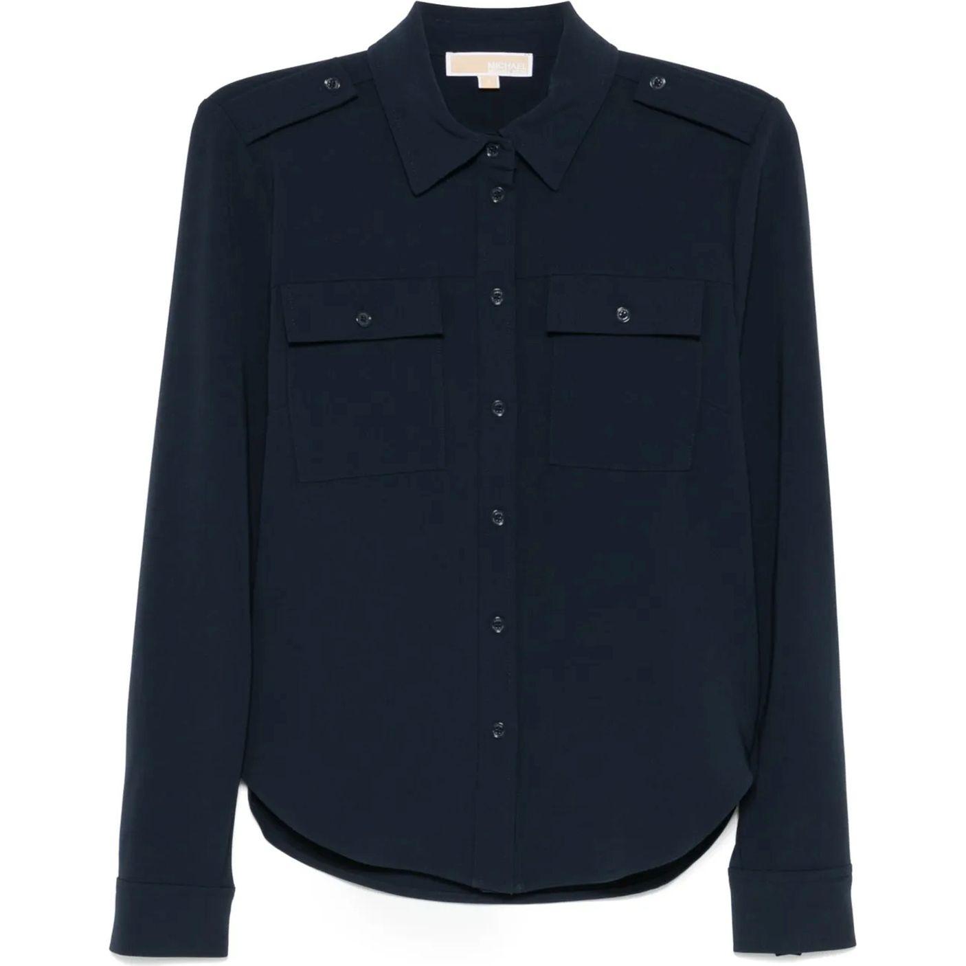 Marškiniai ilgomis rankovėmis moterims, Mėlyna, Fitted army shirt