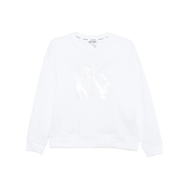 Megztinis moterims, Balta, Dkny sequin logo pullover