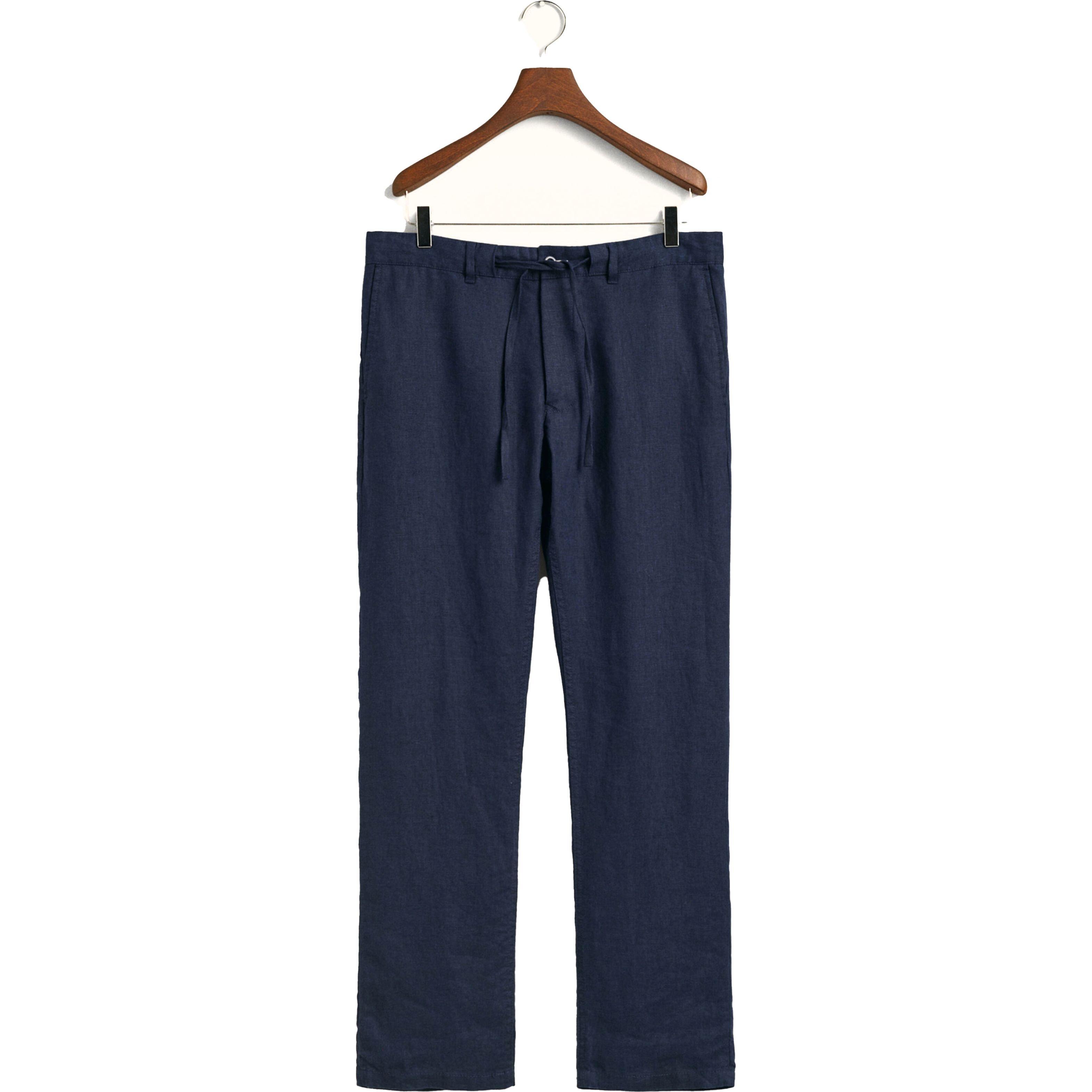 Kelnės vyrams, Mėlyna, RELAXED LINEN DS PANTS