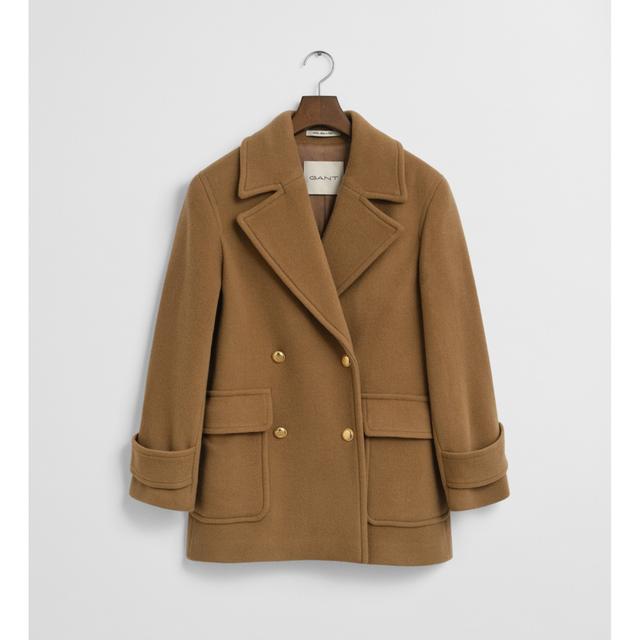 Paltas moterims, Ruda, wool mid length peacoat