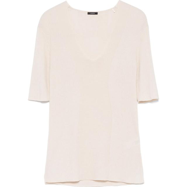 Marškinėliai trump. rankovėmis moterims, Smėlio, Merino ribbed t-shirt