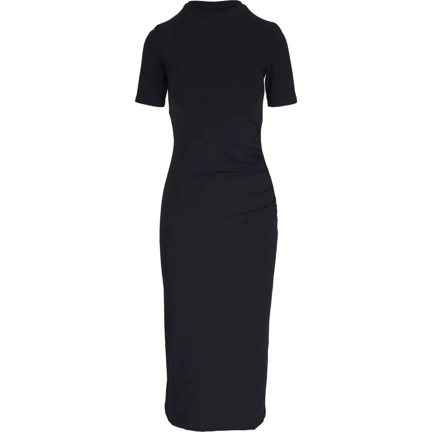 Midi suknelė moterims, Juoda, S/s side drape dress