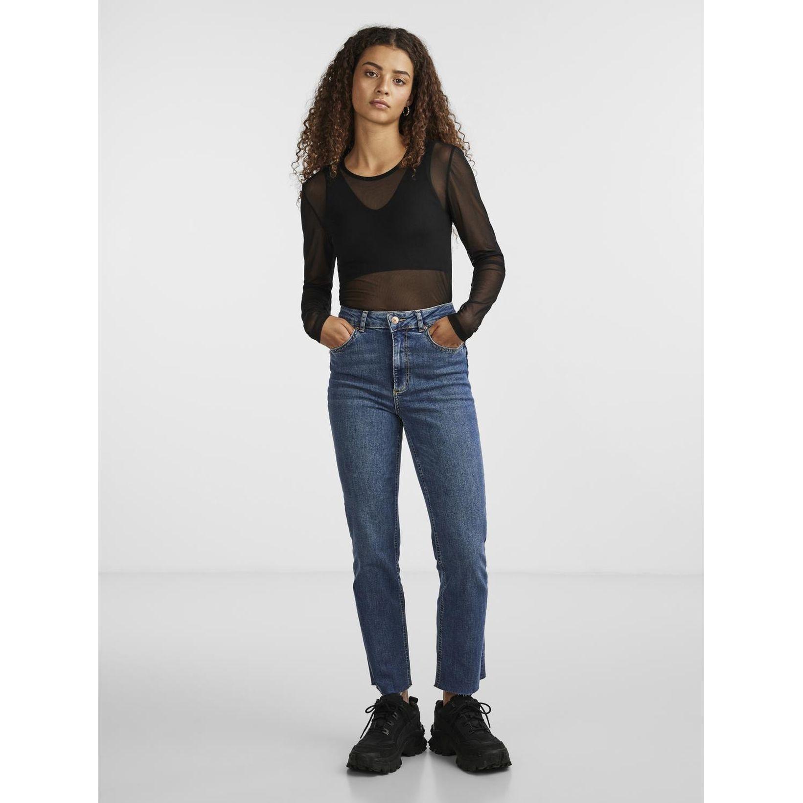 Sirge lõikega teksad moterims, Sinine, PCDELLY STRAIGHT HW