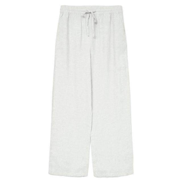 Laisvalaikio kelnės moterims, Balta, Linn