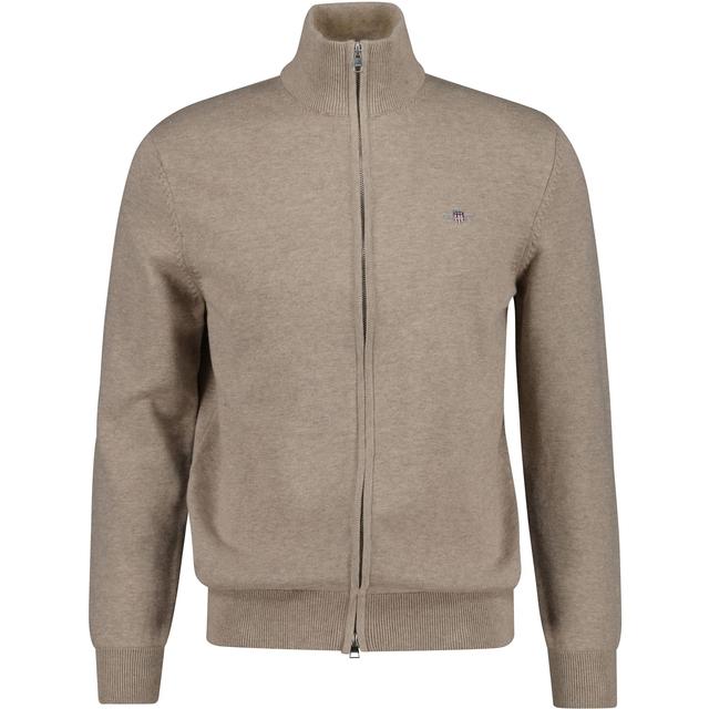 Kardiganas vyrams, Smėlio, casual cotton zip cardigan